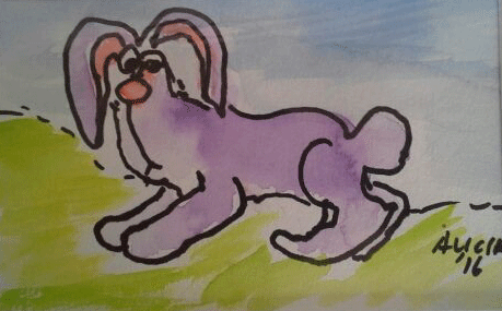 Purple Bunny Watercolor painting