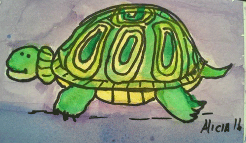 Small watercolor turtle by Alicia Lee Farsworth